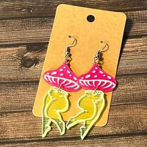 2/$10‼️ Mushroom Girl Earrings, Thick Thighs Spooky Vibes, Mushroom earring